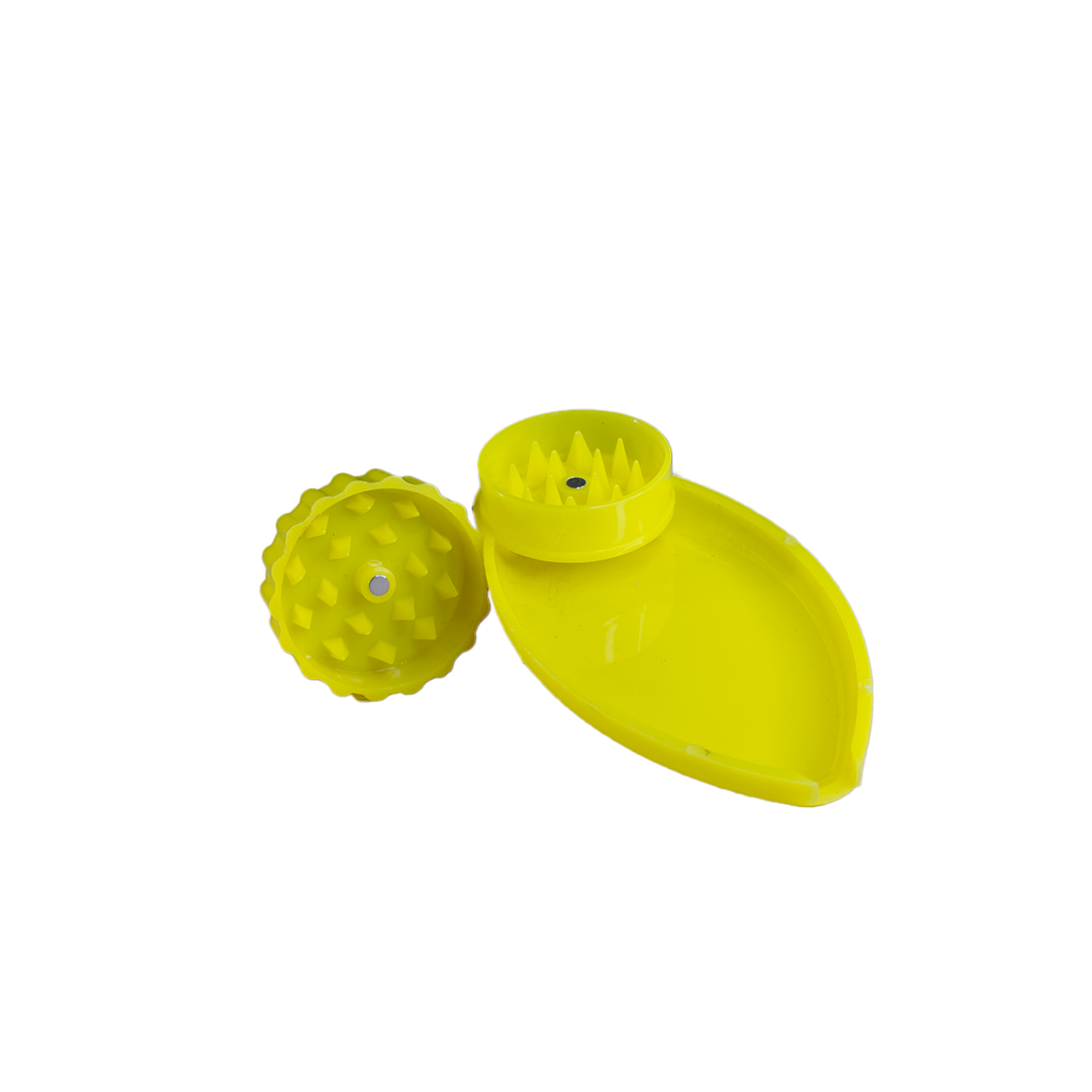 Grinder en plastique jaune avec réceptacle